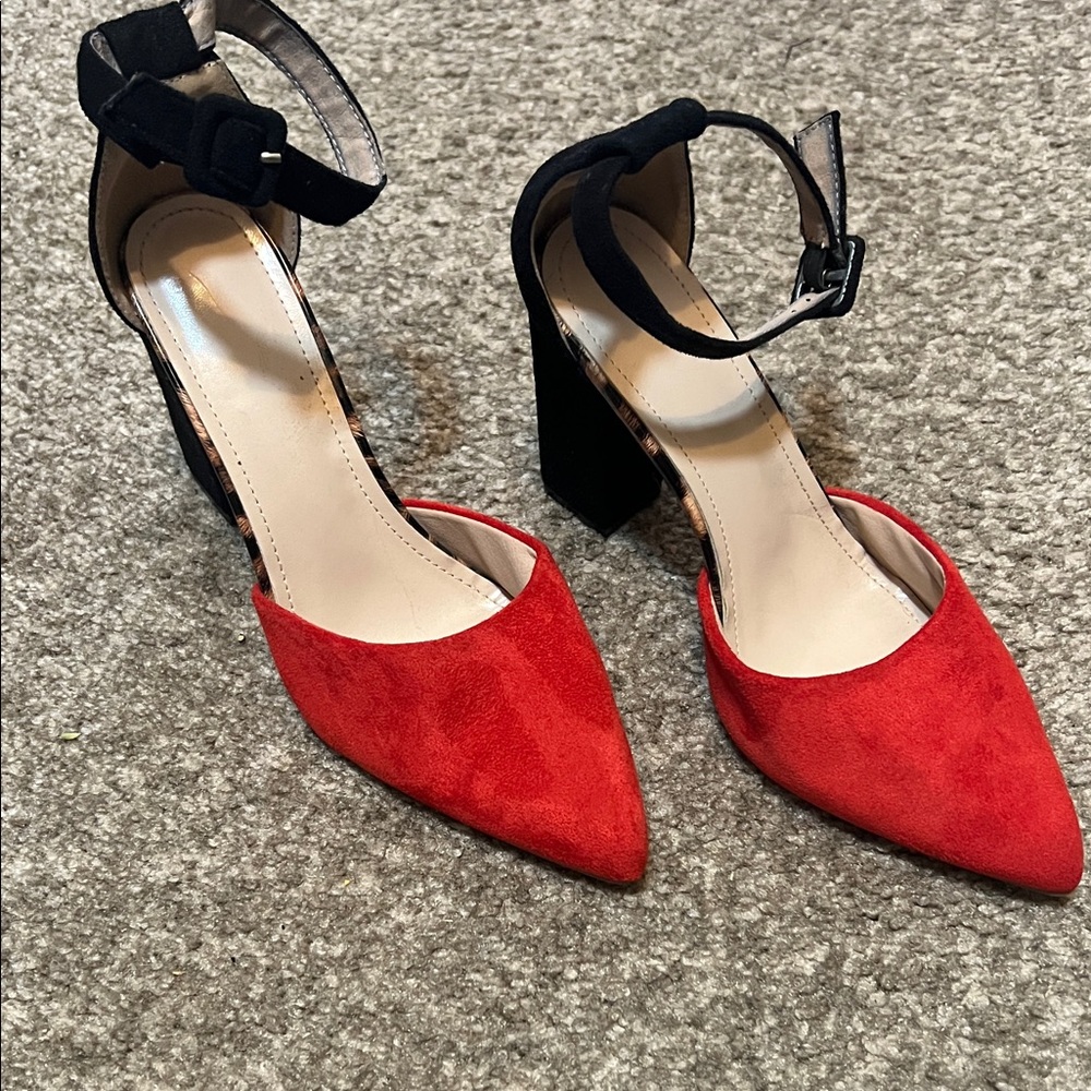 Elegant Red and Black Women's Heels